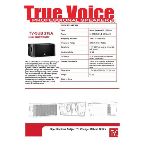 Subwoofer TV-SUB218A