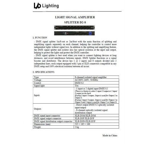 LIGHT SIGNAL AMPLIFIER SPLITTER D2-8
