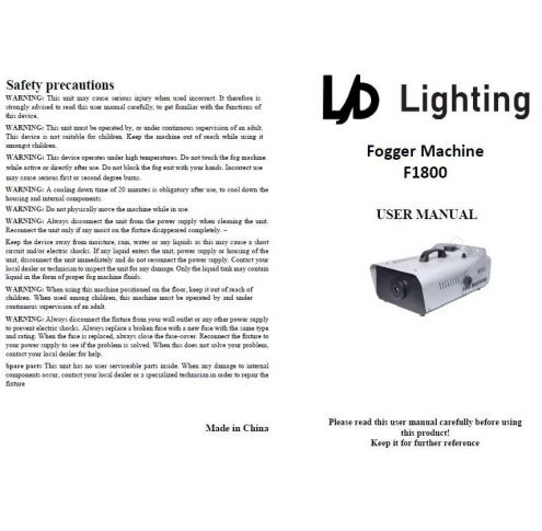 MÁY TẠO KHÓI FOGGER MACHINE F1800-LD LIGHTING-CHINA