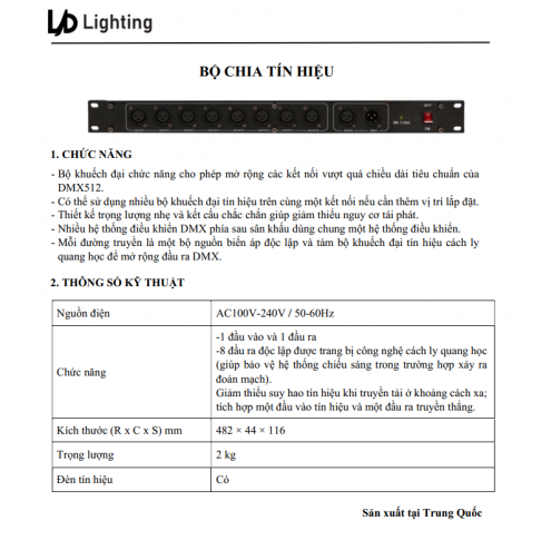 Bộ chia tín hiệu SPLITTER 1 IN 8 OUT 